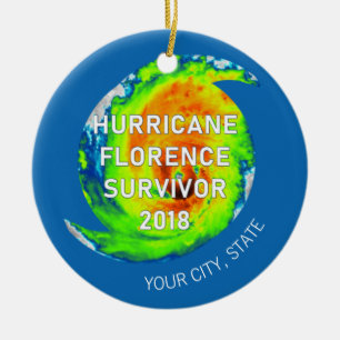 HURRICANE FLORENCE SURVIVOR   City and State Ceramic Tree Decoration