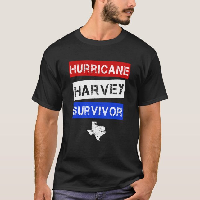 Hurricane Harvey Survivor mens Texas Shirt (Front)