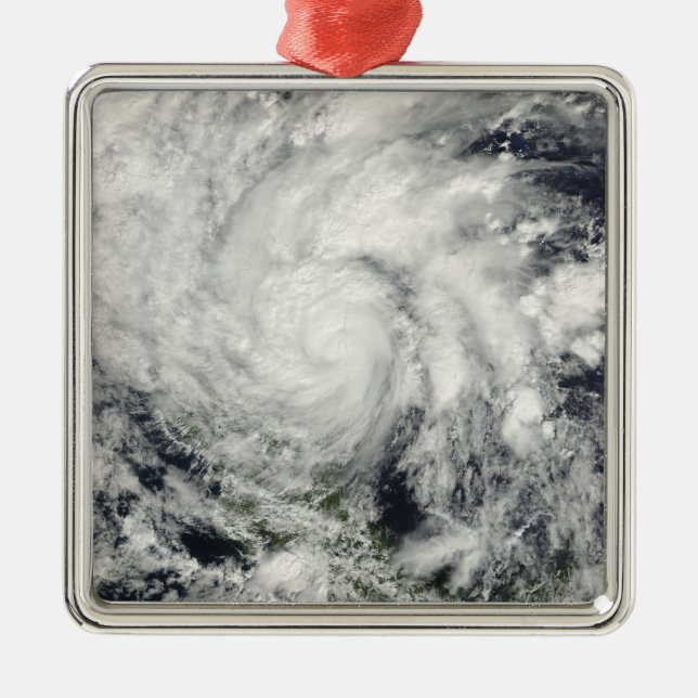 Hurricane Ida over Nicaragua Metal Tree Decoration (Front)