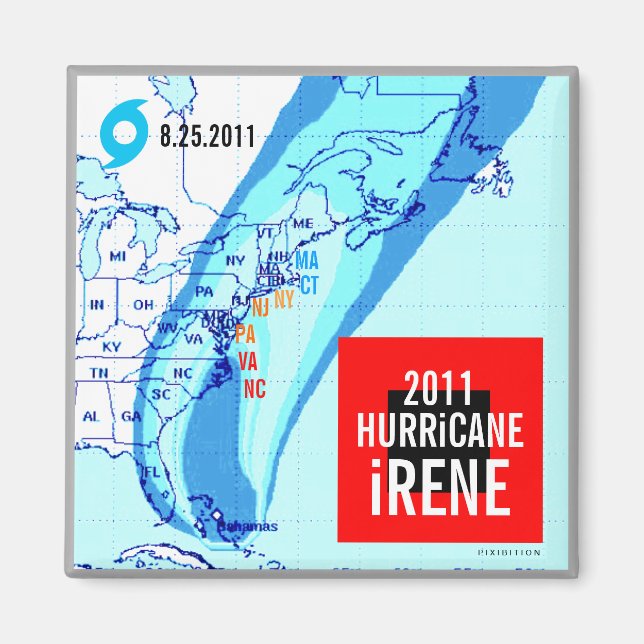 Hurricane Irene Track Magnet 2 (Front)