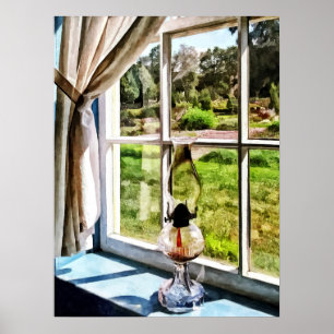 Hurricane Lamp in a Sunny Window Poster