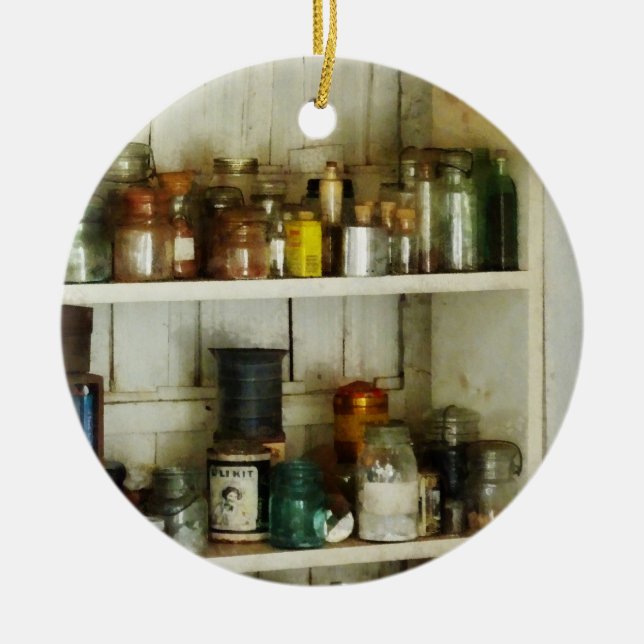 Hurricane Lamp In Pantry Ceramic Tree Decoration (Front)