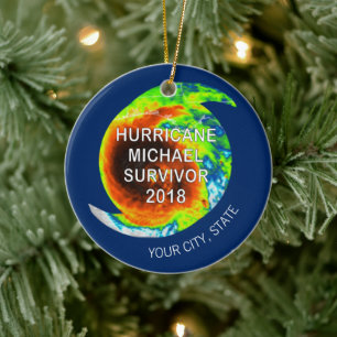 HURRICANE MICHAEL SURVIVOR   City and State Ceramic Tree Decoration