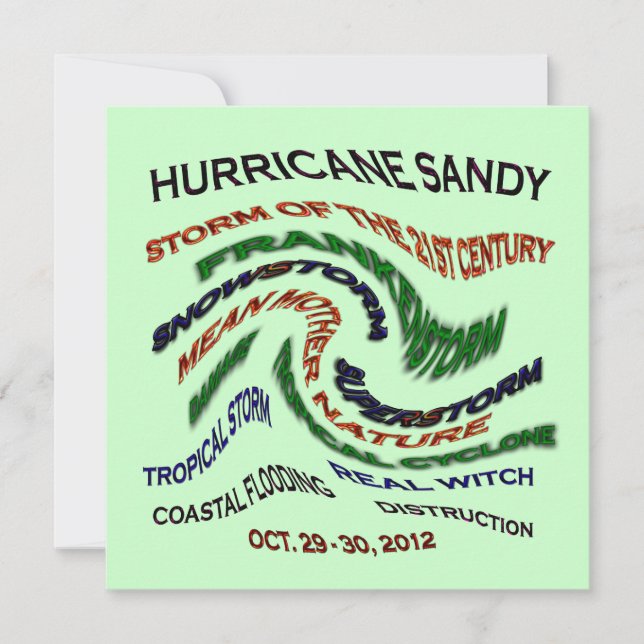 Hurricane Sandy Words Invitation (Front)