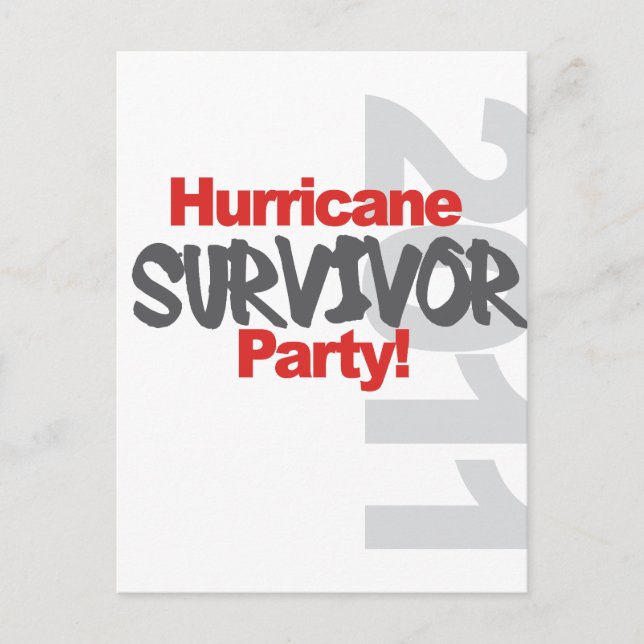 Hurricane Survival Party 1011 Invitation Postcard (Front)