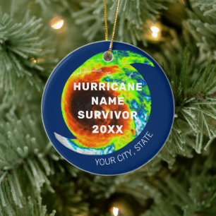 HURRICANE SURVIVOR Commemorative Personalised Ceramic Tree Decoration