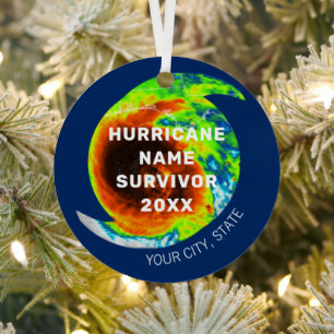 HURRICANE SURVIVOR Commemorative Personalised Metal Tree Decoration