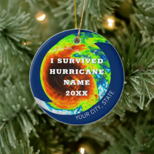HURRICANE SURVIVOR Personalised Commemorative Ceramic Tree Decoration