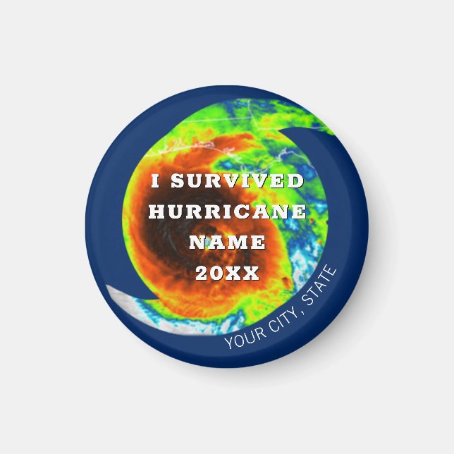HURRICANE SURVIVOR Personalised Commemorative Magnet (Front)