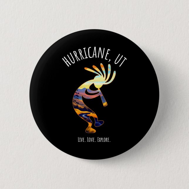 Hurricane Utah Usa Dancing Kokopelli Design  6 Cm Round Badge (Front)