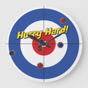 "Hurry Hard!" Curler's Clock - (Blue)