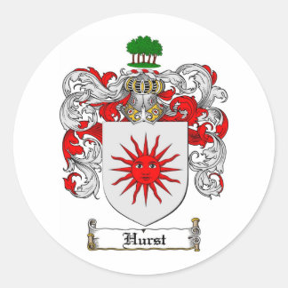 HURST FAMILY CREST -  HURST COAT OF ARMS CLASSIC ROUND STICKER