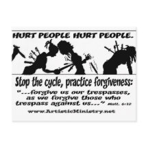 Hurt People Hurt People postcards white bkgr