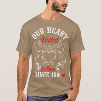 Hus Wife Our Heart United In Love Since 1981 Happy T-Shirt