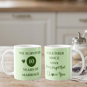 Husband 10 years of marriage est year green coffee mug