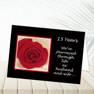 Husband 15th Anniversary Red Rose Card