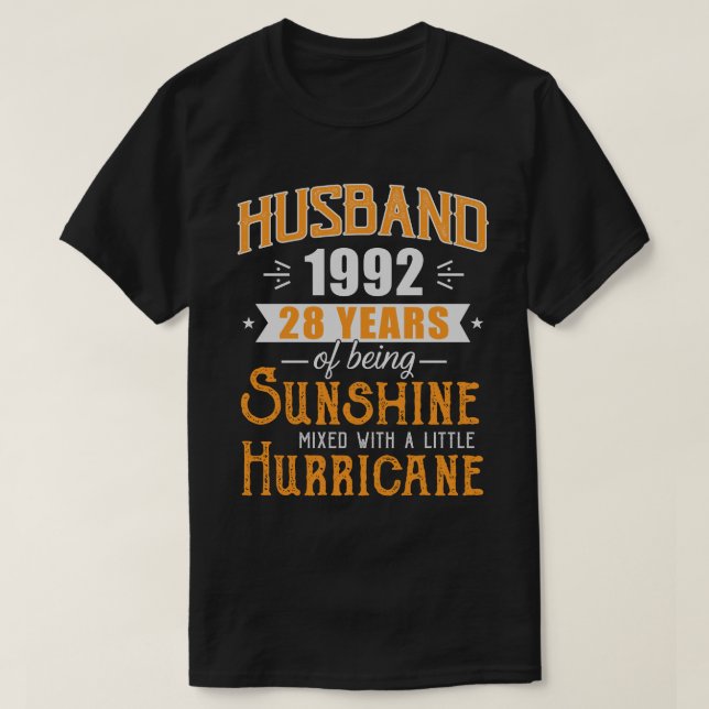 Husband 1992 Gift, 28 Years Wedding Anniversary T-Shirt (Design Front)