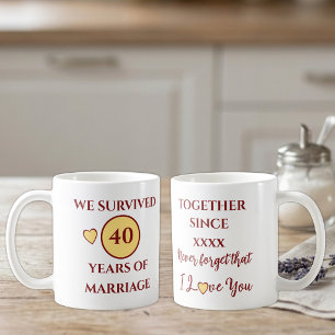 Husband 40 years of marriage est year yellow red coffee mug