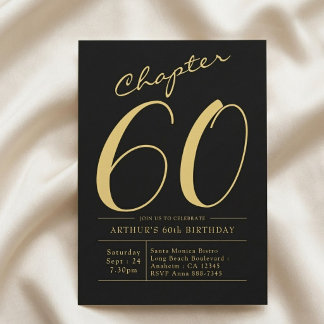 Husband 60th Birthday 60 Year Old Black Gold Party Invitation