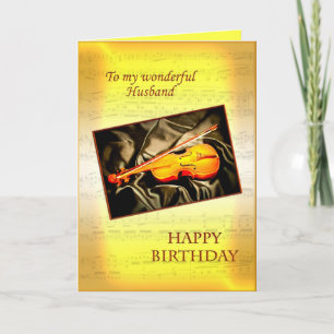 Husband, a musical birthday card with a violin