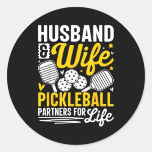Husband &amp; Wife Valentines Day Couple Ckleball  Classic Round Sticker