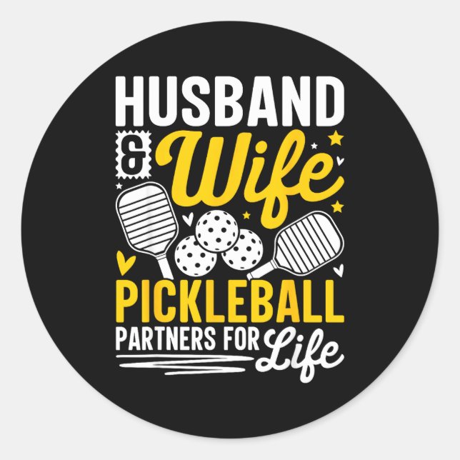 Husband &amp; Wife Valentines Day Couple Ckleball  Classic Round Sticker (Front)