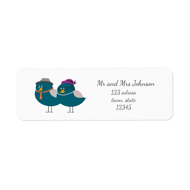 Husband And Wife Birds Return Adress Label (Front)