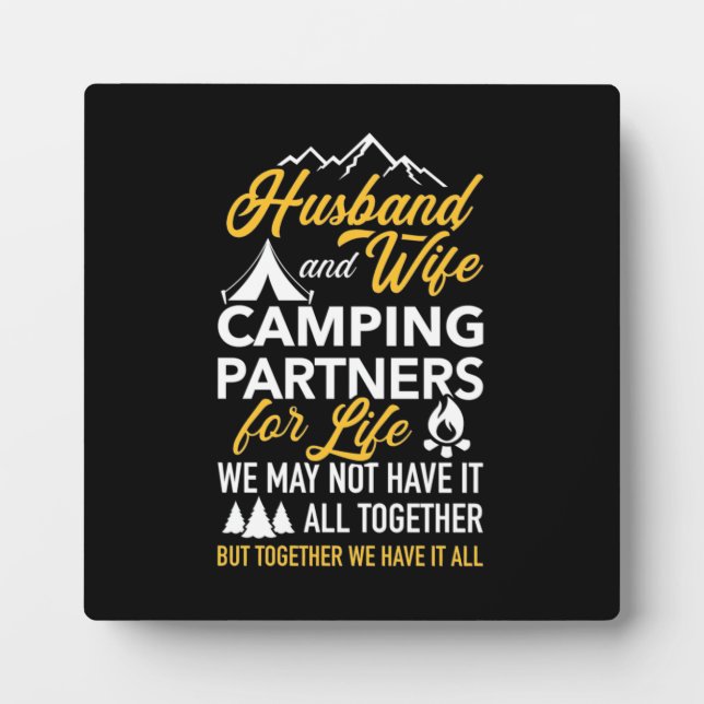Husband And Wife Camping Partner For Life Plaque (Front)