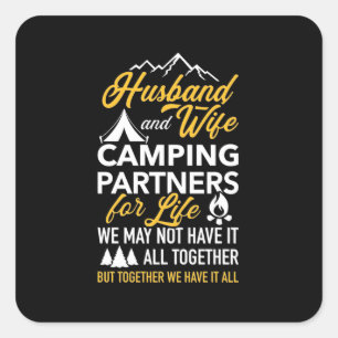 Husband And Wife Camping Partner For Life Square Sticker