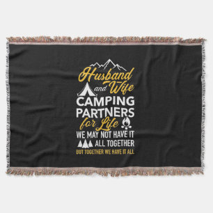 Husband And Wife Camping Partner For Life Throw Blanket