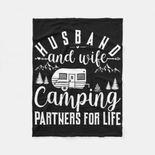 Husband And Wife Camping Partners For Life Camper Fleece Blanket