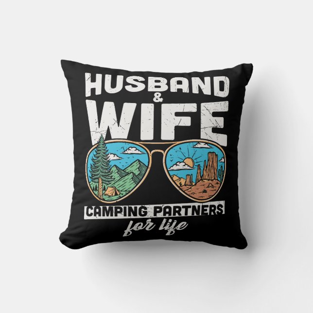 Husband And Wife Camping Partners For Life Cushion (Front)