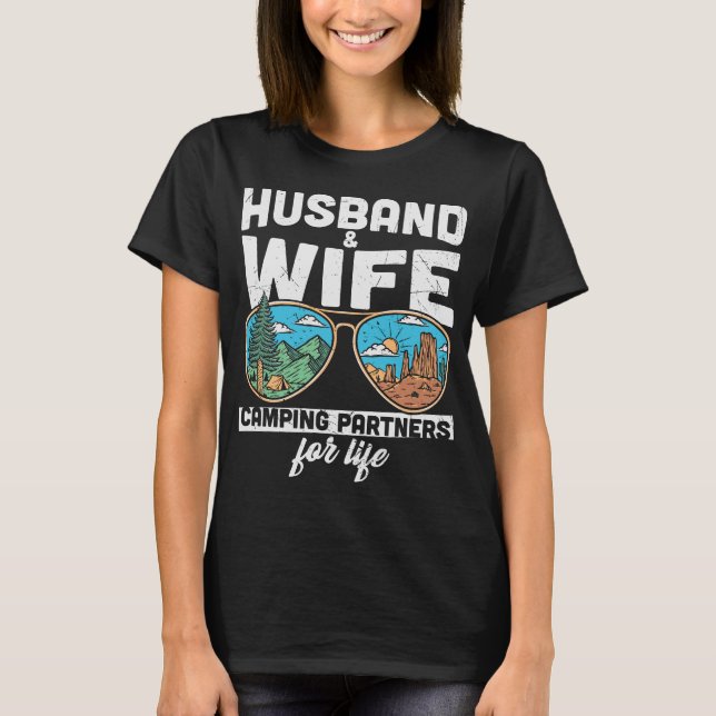 Husband And Wife Camping Partners For Life T-Shirt (Front)