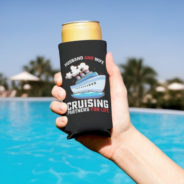 Husband And Wife Cruising Partners For Life Seltzer Can Cooler (In Situ Pool)