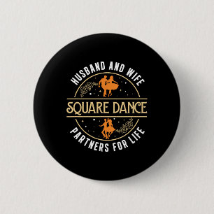 Husband And Wife Cute Square Dancing Partner A Squ 6 Cm Round Badge