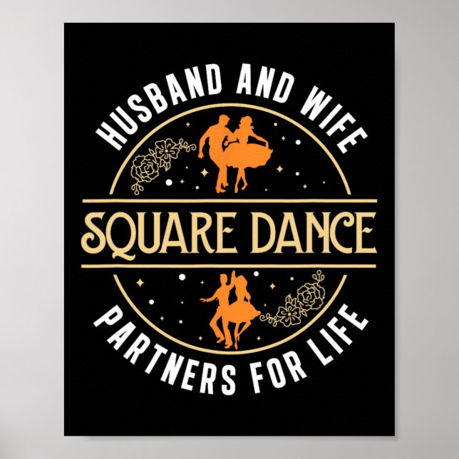 Husband And Wife Cute Square Dancing Partner A Squ Poster (Front)