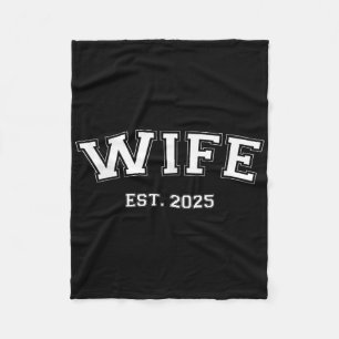Husband And Wife Est 2025 Just Married Honeymoon W Fleece Blanket