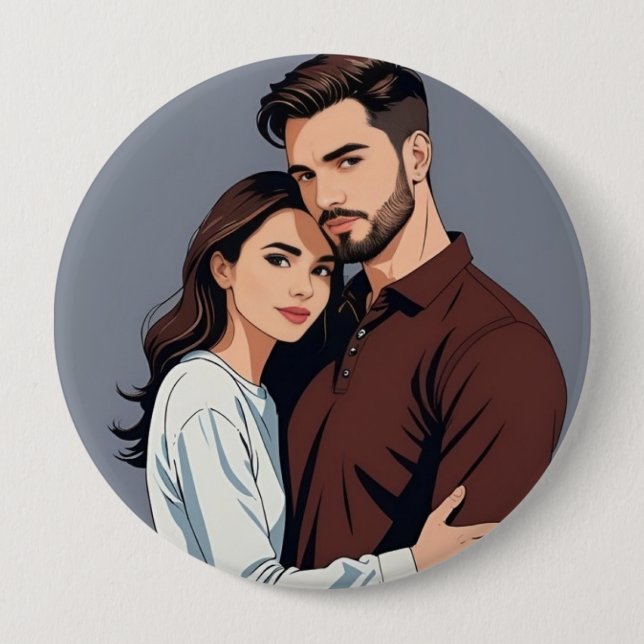 Husband and wife - Huge 4 Inch Fan Button (Front)