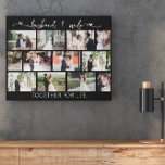 Husband and Wife Photo Collage Masonry Grid Faux Canvas Print<br><div class="desc">Wedding Photo Collage in modern masonry grid style with handwritten quote and 12 of your favourite photos. The photo template is set up for you to add your pictures which will automatically be displayed in horizontal and vertical formats. The romantic wording reads husband & wife together for life. Together for...</div>