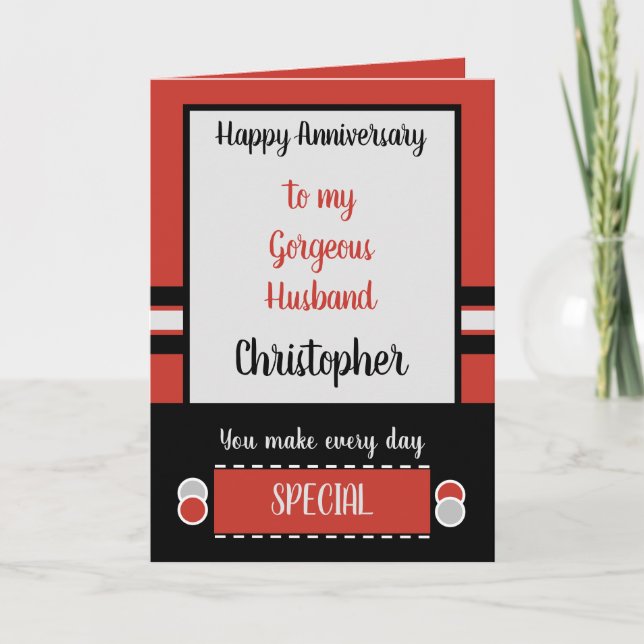 Husband Anniversary every day is special red Card (Front)
