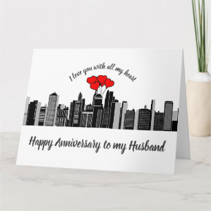 Husband Anniversary Love my Heart City Streets Card