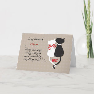 Husband Anniversary Personalise Love Cats Card