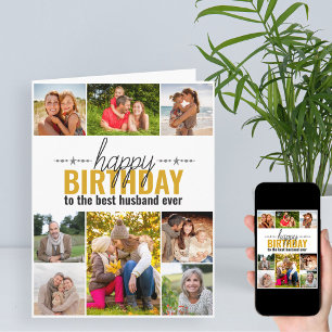 Husband Birthday 8 Photo Collage Personalised Card