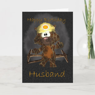 Husband Birthday Card - Coal Miner Cat