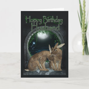 Husband Birthday Card - Hoppy Birthday With Rabbit