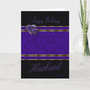 husband birthday card modern design, purple and bl