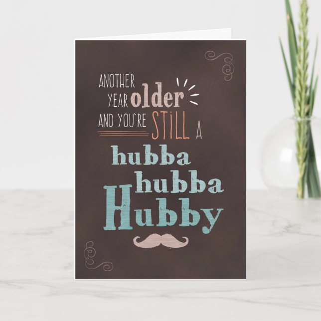 Husband Birthday, Hubba-Hubba Hubby Chalkboard Card (Front)