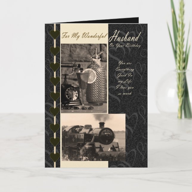 Husband, Birthday Husband steam train Card (Front)