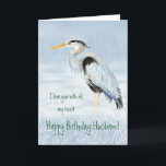 Husband Birthday Love my Heart Great Blue Heron Card<br><div class="desc">Husband Birthday Love with all my Heart Watercolor Great Blue Heron  Bird art</div>