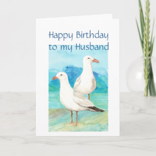 Husband Birthday, Romantic, Seagull Beach, Shore Card
